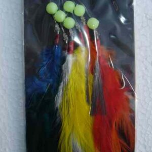 Coloured feather lures for mackerel - 6 Hook