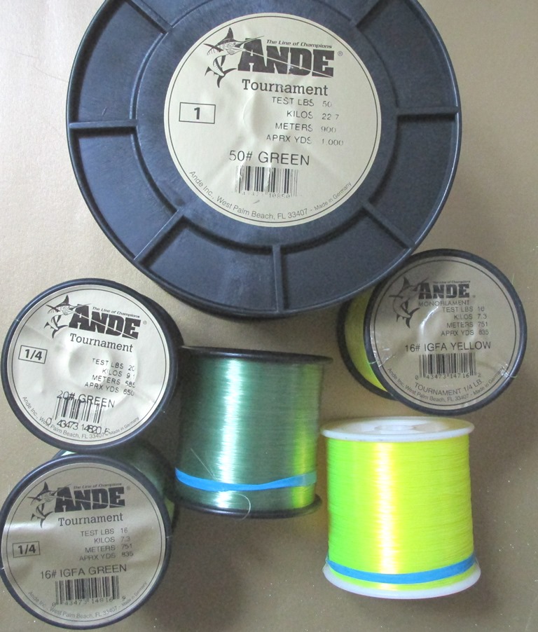 Ande monofiament IGFA rated reel line Ande monofiament IGFA rated reel line