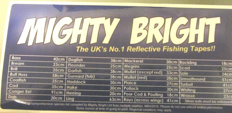 Mighty Bright fish size limit sticker