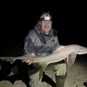 Breakaway shop manager Steve with i of many large hounds he has caught this year from his local Essex beaches